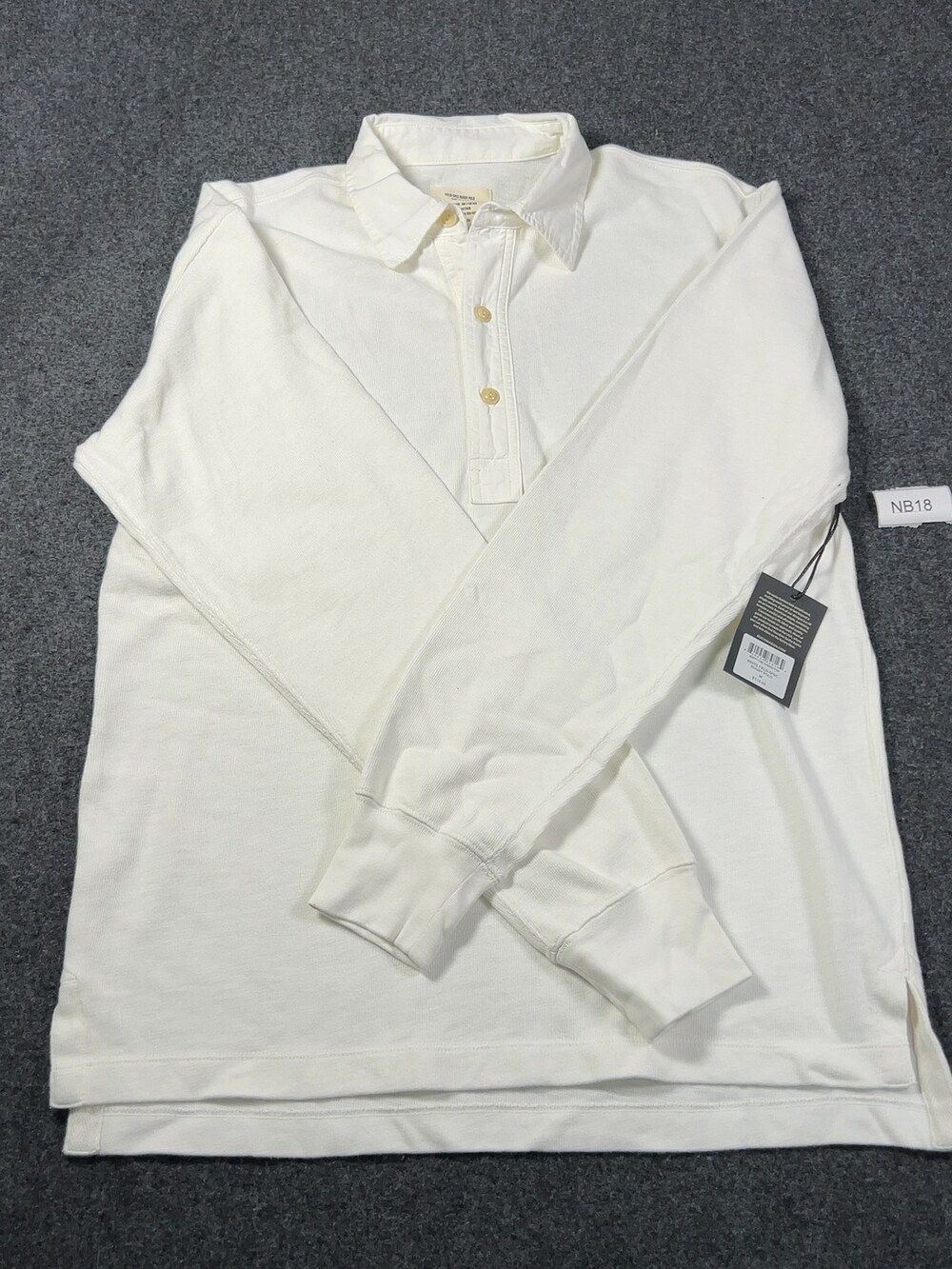 Buck Mason White Field-Spec Rugby Polo Longsleeve Mens Medium NWI Msrp118 [NB18]